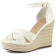 thumbnail image 1 of BLISSFUL STEP Sandales Compensées Espadrilles à Talon Compensé pour Femmes Blanc 8, 1 of 7