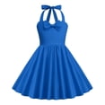 thumbnail image 2 of TopLLC Robe Sans Manches Col Rond Robe d'Été pour Fille Col Suspendu et Fermeture à la Taille Couleur Unie Robe Rétro pour Enfants Robe Fille, 2 of 5