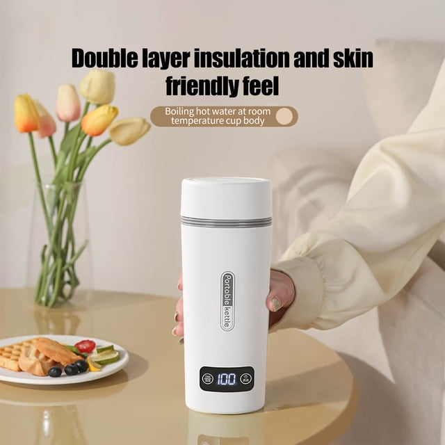 Travel Kettle Portable Small Mini Tea Coffee Kettle Water Boiler, 350ml Water Heater With 4 Temperature Control,304 Stainless Steel