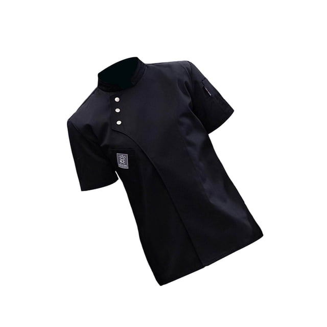 Chef Jacket Short Sleeve Cooking Clothes Simple Chef Breathable Catering Shirt Coat for Restaurant Black XL