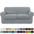 thumbnail image 1 of CHOK 2024 Housse de Sofa Extensible à Texture Quadrillée Housse de Canapé avec Housse de Coussin Séparée (Sofa Gris), 1 of 6