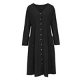 thumbnail image 4 of Gspmoly Robes Décontractées pour Femmes, Mode Femmes Robe à Col en V Uni à Manches Longues Boutonnée Robe Décontractée Longueur Genou Robe de Cocktail Articles en Liquidation, 4 of 6