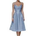 thumbnail image 1 of Hontri Robes de Soirée pour Femmes Robe Trapèze en Dentelle avec Appliqués Longue Robe de Mariée pour la Mariée en Mousseline Boho Robes de Mariée avec Fente Robes d'Invitée de Mariage pour Femmes Bleu, TG, 1 of 6