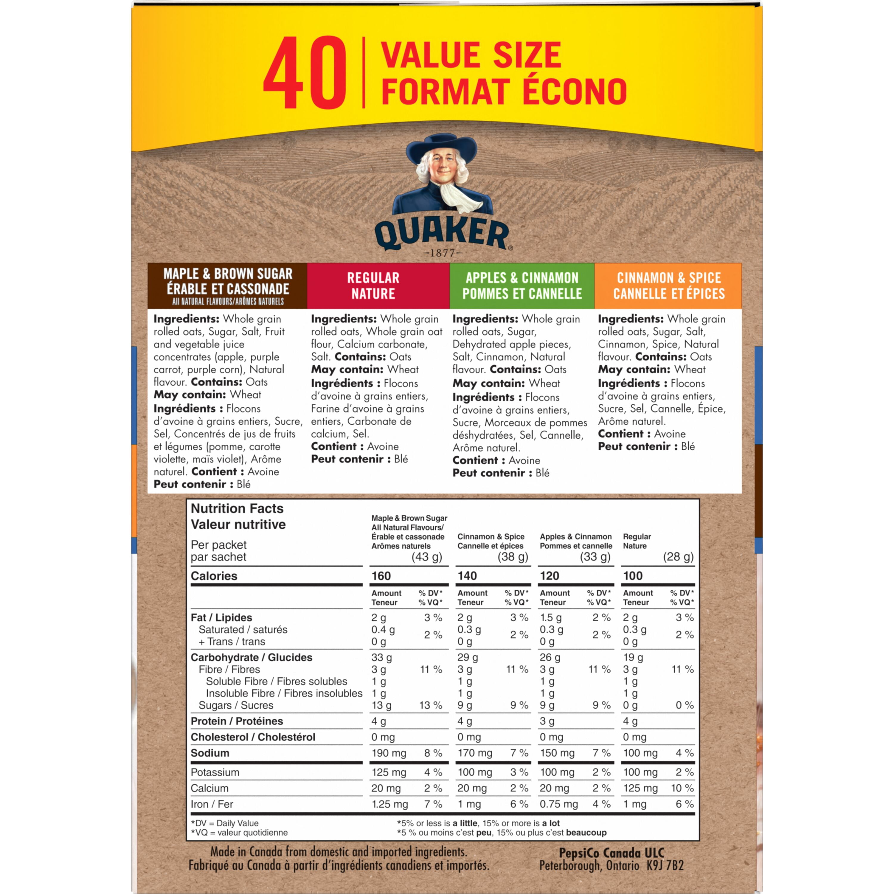 Quaker Gruau Instantané Assortiment de Saveurs