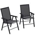 thumbnail image 1 of Outsunny Ensemble de 2 Chaises de Salle à Manger Pliantes pour Se Détendre sur le Patio, Gris Foncé, 1 of 10