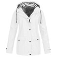 thumbnail image 1 of Heliisoer Women's Plus Size Solid Snap Zip Up Rain Jacket Outdoor Plus Size Waterproof Hooded Raincoat Windproof, 1 of 3