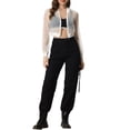 thumbnail image 2 of INSPIRE CHIC Blouson Bomber pour Femme à Manches Longues Court en Maille Transparente Vestes m Blanc, 2 of 6