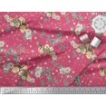 thumbnail image 3 of Soimoi polyester Crepe Fabric Leaves,Moth & Magnolia Floral Decor Fabric Printed Yard 42 Inch Wide, 3 of 3