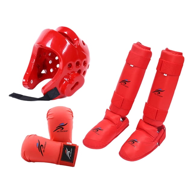 koolsoo Ensemble d'Équipement de Karaté pour l'Entraînement Gants d'Entraînement pour l'Entraînement Grappling Arts Martiaux Rouge P