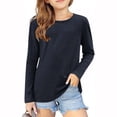 thumbnail image 2 of MeetoTime Girls Long Sleeve Tops Crewneck Solid Color Dressy Tunic Tops Children's Pullover Undershirt, 2 of 5