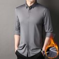 thumbnail image 2 of LNWUY Chemises à Manches Longues pour Hommes Séchage Rapide Chemise de Performance Printemps Automne Couleur Unie Rembourrée Chaude Confortable Chemises à Col Rabattable Gris TTG, 2 of 6
