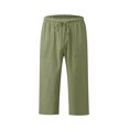 thumbnail image 4 of Kaemgyyd Womens Plus Size Capris Lounge Drawstring Cotton Linen Bermuda Shorts Flowy Wide Leg Beach Vaction Cropped Trousers, 4 of 6