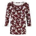 thumbnail image 5 of PEONAVET T-Shirts pour Femmes à Manches 3/5159, T-Shirts Mode pour Femmes Décontractés à Col Rond, T-Shirt Ample à Manches 3/4, Chemisiers et Chemises pour Dames, 5 of 5