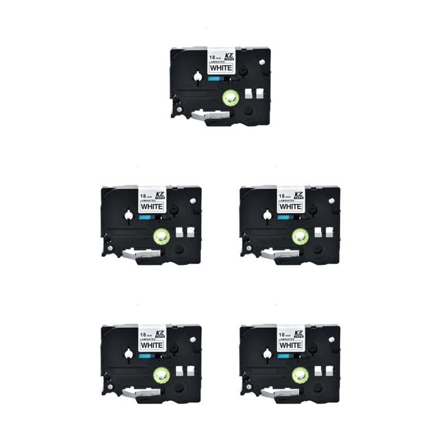 jesticaly Label Printer Tape Portable Waterproof Oilproof Anti-rust Clothes Shop Replaceable PET Tag Maker Ribbon Accessories Black on White 5Set