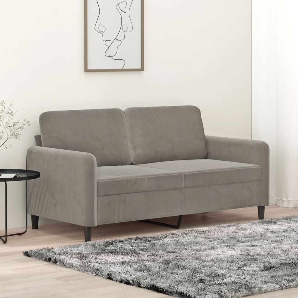 vidaXL Adult 2-Seater Sofa Light Grey 140 cm Velvet