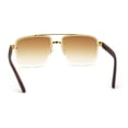 thumbnail image 2 of Mens Rectangle Double Bridge Half Rim Wood Grain Arm Mob Sunglasses Gold Brown, 2 of 4