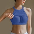 thumbnail image 2 of lcziwo Womens Tank Tops with Built in Bra Sleeveless Racerback Ribbed Shirts High Neck Slim Fitted Crop Top Lightning Sales Blue L, 2 of 8