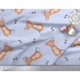thumbnail image 3 of Soimoi Blue polyester Crepe Fabric Footprints & Mouse Kids Printed Craft Fabric by the Yard 42 Inch Wide, 3 of 5