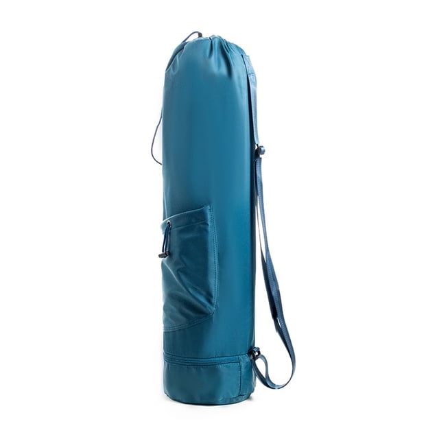 Waterproof Nylon Yoga Mat Backpack with Adjustable Shoulder Straps - Versatile Sports Bag Featuring Wet Pocket, Front Drawstring & Side Zippered Pouch for Fitness Gear, Travel Essentials -