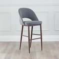 thumbnail image 3 of Executive Stool with PU Upholstery and Walnut Metal Frame – High Back Stool with Foot Rest, Mid-Century Style, Comfortable and Sturdy Seating for Offices and Modern Spaces, 3 of 3