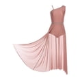 thumbnail image 4 of iiniim Femme Paillettes Strass Costume de Danse Lyrique Robe Fendue Sans Manches Rose Poudré TG, 4 of 7