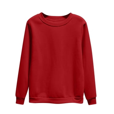 cfhntfmh Plus Size Sweatshirts for Women Casual Fleece Long Sleeve Pullover Tops Comfy Crewneck Solid Color Baggy Sweatshirts