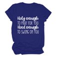 thumbnail image 1 of Qertyioot Hauts pour Femmes Chemise à Manches Courtes Imprimée Lettres Décontractée Blouse, 1 of 3