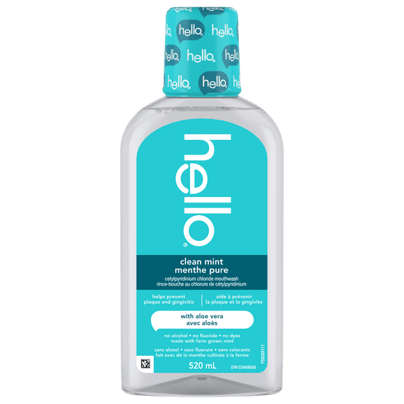 hello Clean Mint Fluoride Free and Alcohol Free Mouthwash with Aloe Vera, 520 mL