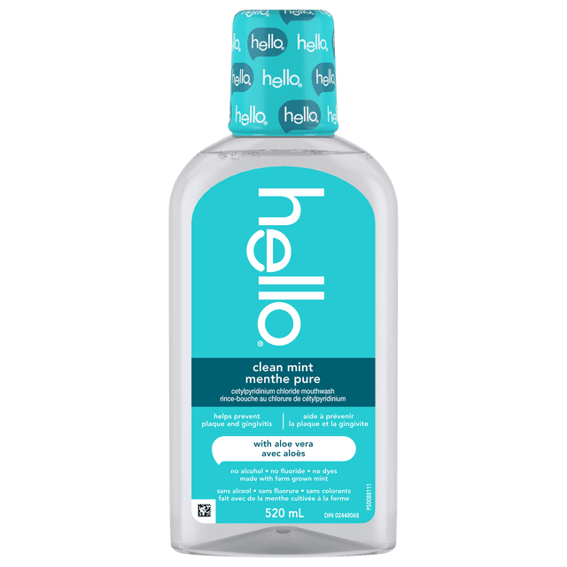 hello Clean Mint Fluoride Free and Alcohol Free Mouthwash with Aloe Vera, 520 mL