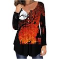 thumbnail image 1 of Nouveaux Hauts pour Femmes 2023 en Liquidation Décontracté à Manches Longues Ouvert à Boutons Col Rond Coupe Ample Tunique Plissée Chemise Blouse d'Halloween Hauts Costumes d'Halloween pour Femmes, 1 of 4