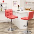 thumbnail image 2 of Homall Bar Stools Set of 2 Modern PU Leather Hydraulic Kitchen Counter Square Island Height Adjustable Swivel Barstools with Back, Red, 2 of 7