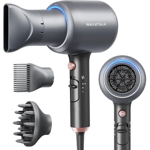 Wavytalk Hair Blow Dryer with Diffuser and Concentrator, Ionic Hair Dryer with Powerful 1875 Watt Motor for Smooth and Fast Drying Hair, Gray