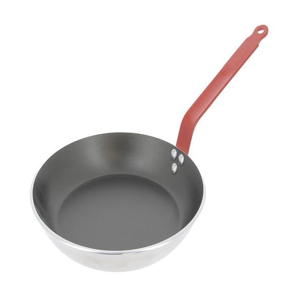 De Buyer Poêle à Frire Ronde Antiadhésive Choc avec Poignée Rouge, 11 Po