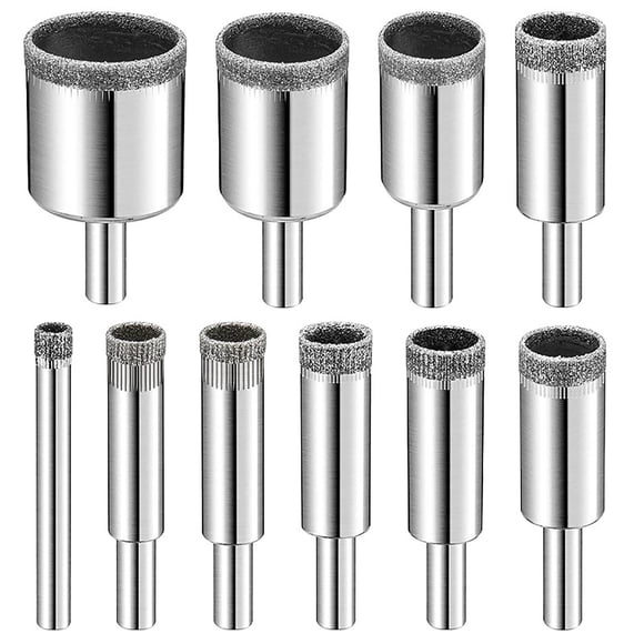 Faucets Drill Bit Set 10 PCS Hole Saw Kit for Tiles Ceramics and Glass Bottles