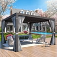 thumbnail image 1 of Hommow Pergola à Persiennes 12x24, Aluminium avec Toit Ajustable, Extérieur avec Moustiquaires Imperméables, Gris Foncé, 1 of 8