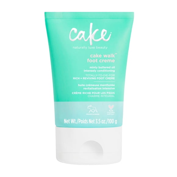 Cake Beauty Nourishing Foot Cream, The Cake Walk - Nourishes, Conditions & Soothes Tired Heels and Feet - Rich & Reviving Triplemint Scent - Cocoa Butter, Almond & Avocado Oil -3.4 Fl Oz