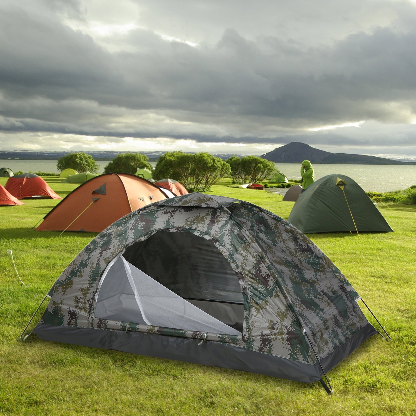 Ultralight Camping Tent Single Layer Portable Tent - Coating UPF 30+ for Outdoor Beach Fishing 200x150x110cm (for 2 person)