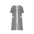 thumbnail image 4 of Peignoir Femme à Fermeture Éclair devant, Manches Longues, Rayé, Robe de Chambre Zippée Courte avec Poches, Noir, TTG, 4 of 5