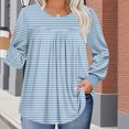 thumbnail image 2 of Lmnyox Hauts Grande Taille pour Femmes, Manches Longues Surdimensionnées, Col Rond, Chemises Plissées, Blouses Décontractées Mode, 2 of 6