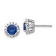 thumbnail image 1 of Cheryl M Sterling Silver Lab created Dk Blue Spinel & CZ Round Post Earring QCM504, 1 of 2