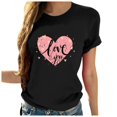 thumbnail image 2 of TIMIFIS T-Shirts pour Femmes de la Saint-Valentin Été Décontracté Manches Courtes Col Rond T-Shirts Mode T-Shirt Imprimé Cœur d'Amour, 2 of 4