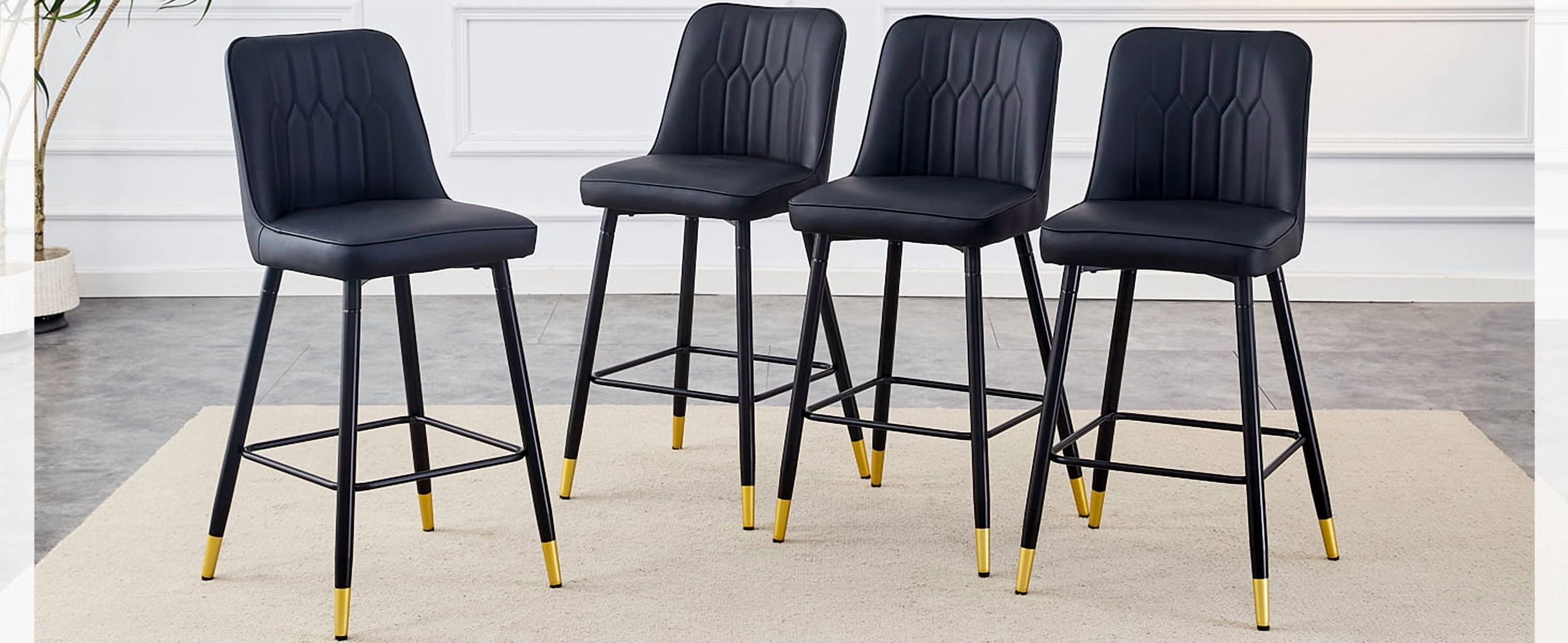 Ensemble de 2 chaises de bar Noble House, hauteur 100 cm, cuir PU noir