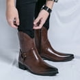 thumbnail image 3 of Mepaouo Men's Western Cowboy Boots Pointed Toe Motorcycle Riding Booties Formal Dress Chelsea Ankle Oxfords, 3 of 9