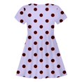 thumbnail image 4 of Robe pour Filles Enfant Filles Été Imprimé à Pois Slim Douce Respirante Manches Courtes Robe Décontractée Robe Enfant Fille Violet Clair 4 Ans-5 Ans, 4 of 4