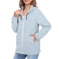 thumbnail image 2 of Comdrip Veste Légère pour Femmes! Veste Chaude Coupe-Vent Imperméable à Blocs de Couleur pour Femmes, Coupe-Vent d'Extérieur, Veste de Randonnée, Veste de Randonnée pour Femmes, Légère, Bleu Pâle, 3TG, 2 of 5