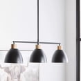 thumbnail image 2 of Bouclair Black 3-Bulb Metal and Wood Ceiling Lamp, 2 of 6