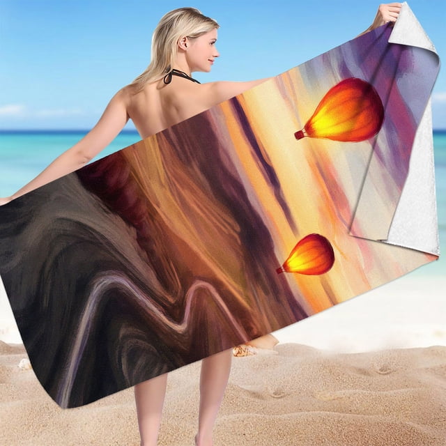 LSLJS Beach Towel Summer Beach Essentials Microfiber Beach Towels Super Lightweight Colorful Bath Towel Sandproof Beach Blanket Multi-Purpose Towel for Travel Swimming Pool 30x60 Inch