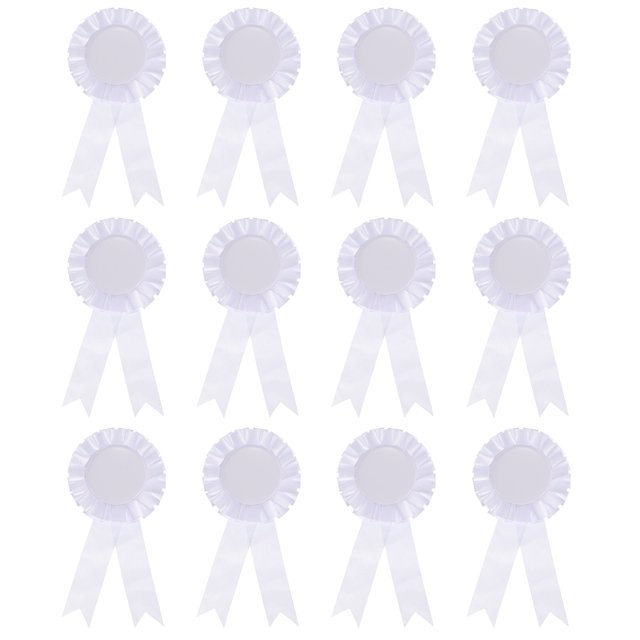 Unique Bargains Ruban de Récompense Vierge, Ruban de Rosette Ruban de Reconnaissance de Prix Honorable, Blanc, Lot de 12