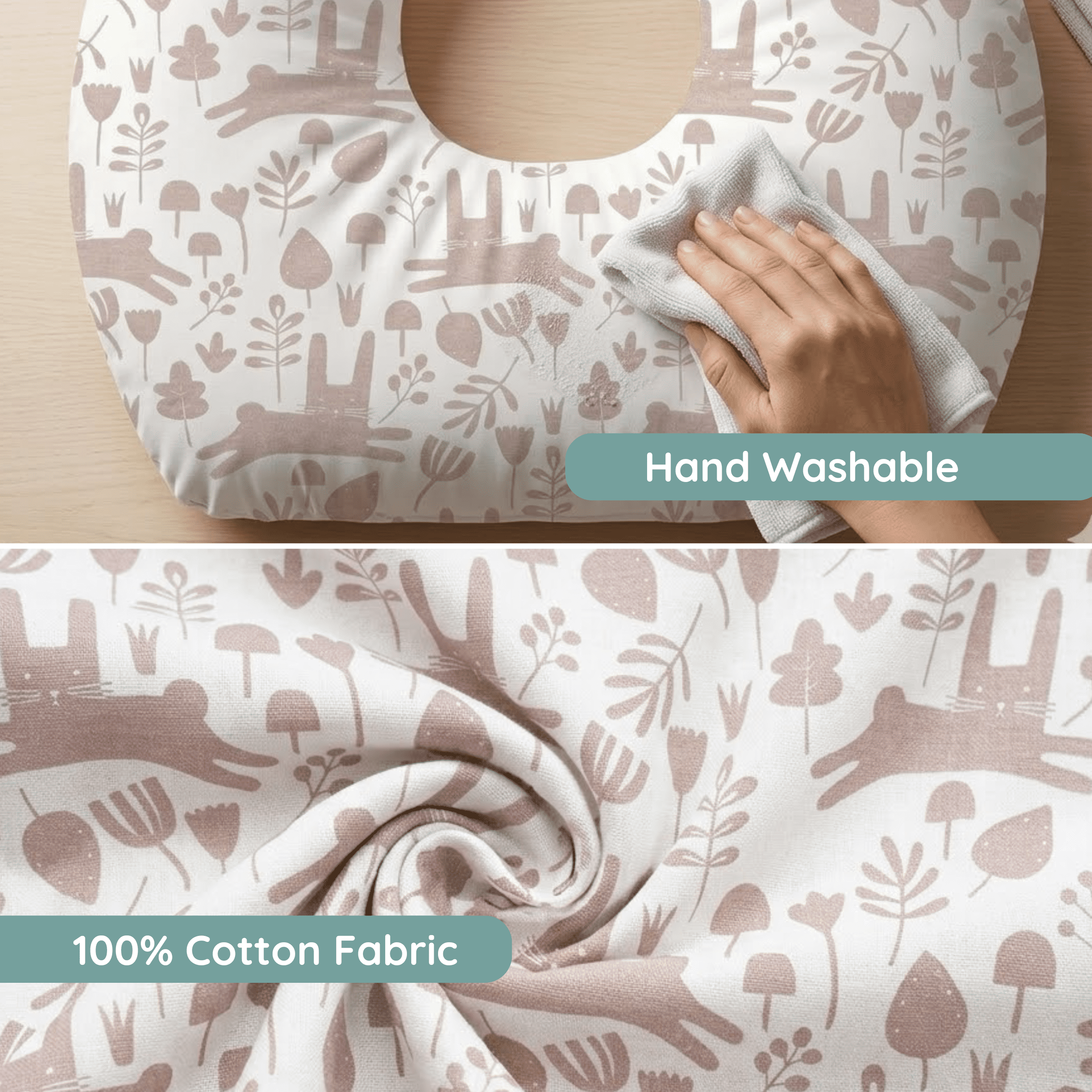 Coussin d’allaitement Jolly Jumper Baby Sitter - Bunny | Entreprise fièrement canadienne | 100 % coton, hypoallergénique pour l’allaitement | Fabriqué au Canada avec des pièces canadiennes et importée