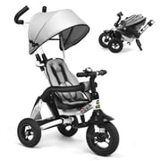 Costway 6-in-1 Baby Foldable Stroller Tricyclew/Canopy Bag and Sponge Guardrail Gray